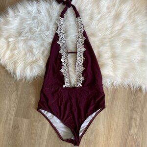 𝅺Shein Burgundy One Piece Bathing Suit